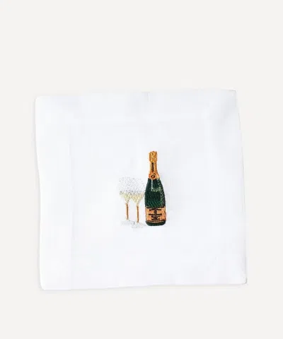 Lettermade Champagne Linen Cocktail Napkins Set Of Four In White