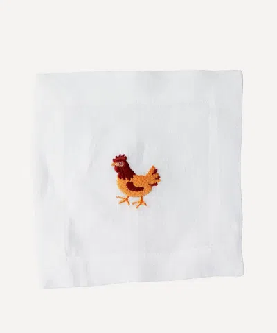 Lettermade Cockerel Linen Cocktail Napkins Set Of Four