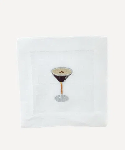 Lettermade Espresso Martini Linen Cocktail Napkins Set Of Four In White