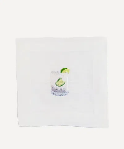 Lettermade Gin And Tonic Linen Cocktail Napkins Set Of Four In White