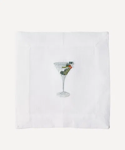 Lettermade Martini Linen Cocktail Napkins Set Of Four In White