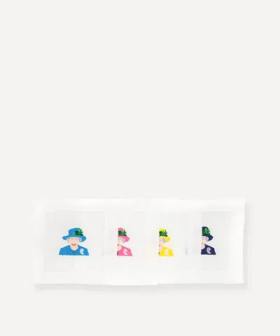 Lettermade Queen's Royal Splendour Embroidered Cocktail Napkins Set Of Four