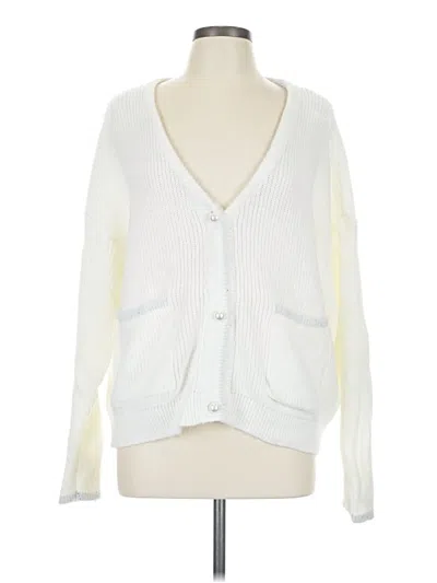 Pre-owned Lety & Me Cardigan Sweater In White