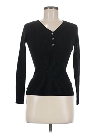 Pre-owned Lety & Me Long Sleeve Top Black V-neck Tops