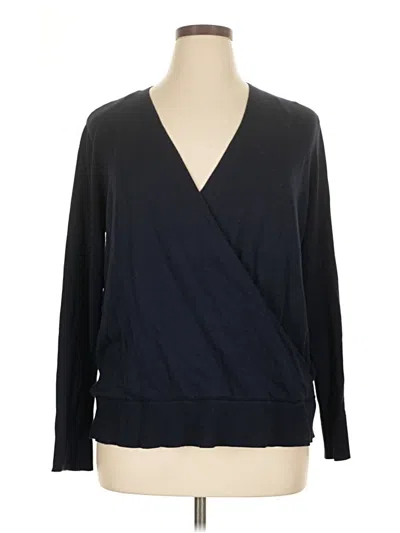 Pre-owned Lety & Me Long Sleeve Top Black V-neck Tops
