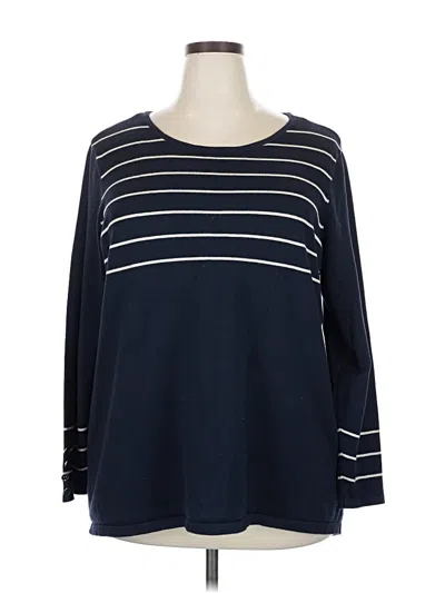 Pre-owned Lety & Me Long Sleeve Top Blue Boatneck Tops