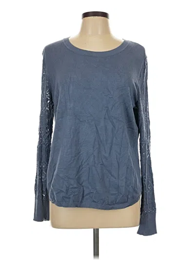 Pre-owned Lety & Me Long Sleeve Top Gray Boatneck Tops
