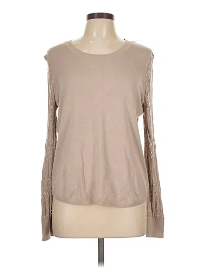 Pre-owned Lety & Me Long Sleeve Top Tan Boatneck Tops In Brown