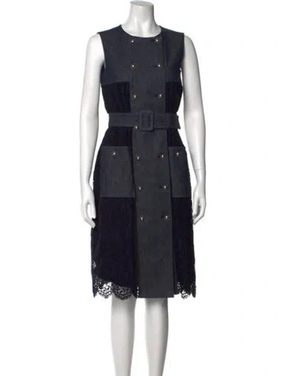 Pre-owned Leur Logette Crew Neck Knee-length Dress In Blue