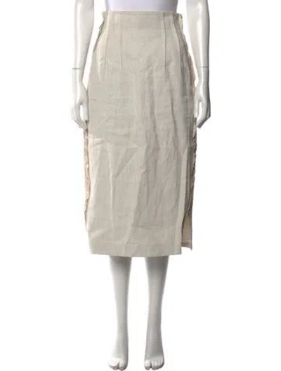 Pre-owned Leur Logette Linen Midi Length Skirt In Neutral