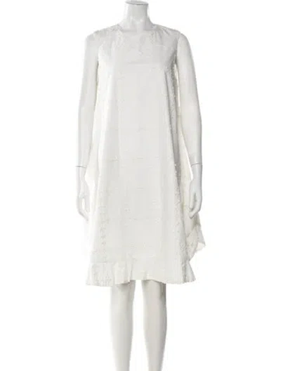 Pre-owned Leur Logette Patterned Knee-length Dress In White