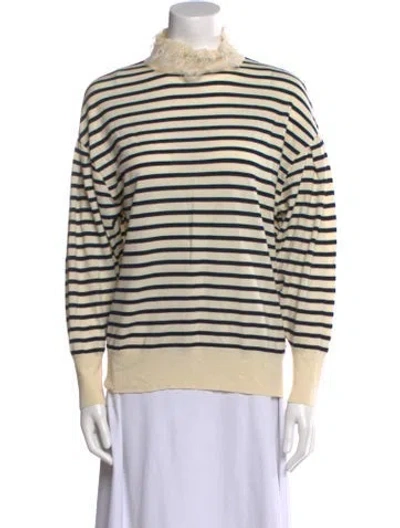 Pre-owned Leur Logette Striped Turtleneck Sweater In Neutral