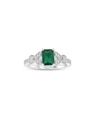 Levaron 14k 0.15 Ct. Tw. Diamond & Emerald Cocktail Ring In Blue