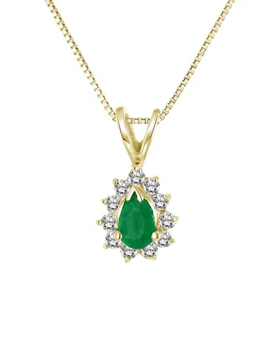 Levaron 14k 0.35 Ct. Tw. Diamond & Emerald Necklace In Green