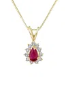 Levaron 14k 0.35 Ct. Tw. Diamond & Ruby Necklace In Multi