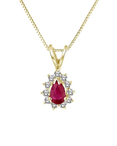 Levaron 14k 0.35 Ct. Tw. Diamond & Ruby Necklace In Multi