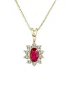 Levaron 14k 0.35 Ct. Tw. Diamond & Ruby Necklace In Gold