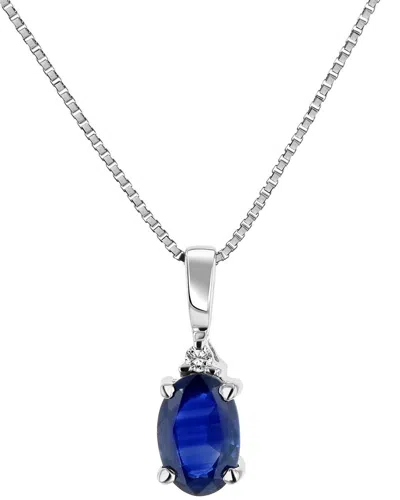 Levaron 14k 0.36 Ct. Tw. Diamond & Sapphire Drop Pendant In Blue