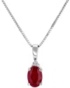 Levaron 14k 0.41 Ct. Tw. Diamond & Ruby Drop Pendant In Burgundy