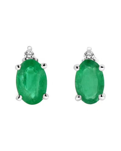 LEVARON LEVARON 14K 0.62 CT. TW. DIAMOND & EMERALD STUDS