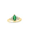 Levaron 14k 0.69 Ct. Tw. Diamond & Emerald Cocktail Ring In Green