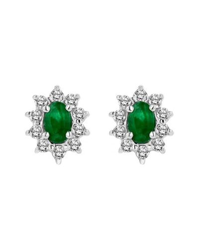 LEVARON LEVARON 14K 0.70 CT. TW. DIAMOND & EMERALD EARRINGS