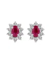 Levaron 14k 0.70 Ct. Tw. Diamond & Ruby Earrings In Pink