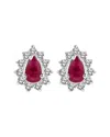 Levaron 14k 0.70 Ct. Tw. Diamond & Ruby Earrings In Pink