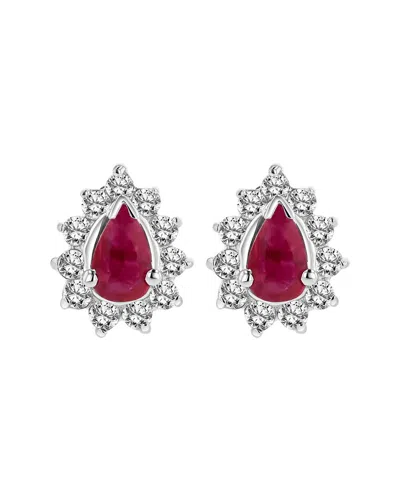 LEVARON LEVARON 14K 0.70 CT. TW. DIAMOND & RUBY EARRINGS