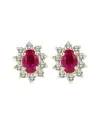 Levaron 14k 0.70 Ct. Tw. Diamond & Ruby Earrings In Multi