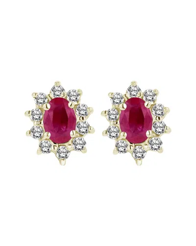 Levaron 14k 0.70 Ct. Tw. Diamond & Ruby Earrings In Multi
