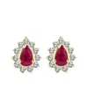 Levaron 14k 0.70 Ct. Tw. Diamond & Ruby Earrings In Gold