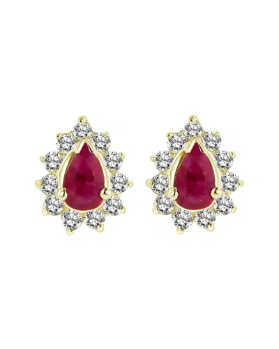 Levaron 14k 0.70 Ct. Tw. Diamond & Ruby Earrings In Gold