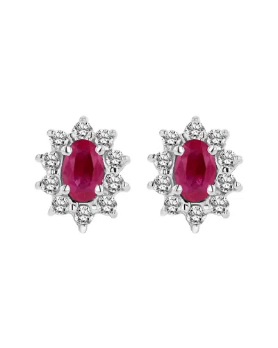 LEVARON LEVARON 14K 0.70 CT. TW. DIAMOND & RUBY EARRINGS