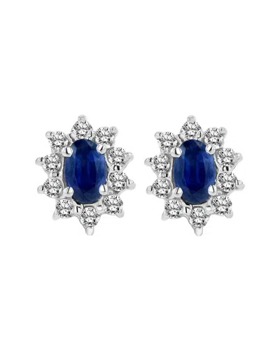 LEVARON LEVARON 14K 0.70 CT. TW. DIAMOND & SAPPHIRE EARRINGS