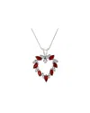 Levaron 14k 1.00 Ct. Tw. Diamond & Ruby Heart Pendant In Metallic