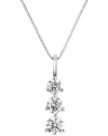 Levaron 14k 1.00 Ct. Tw. Diamond Three Stone Pendant In Metallic