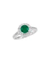 Levaron 14k 1.10 Ct. Tw. Diamond & Emerald Ring In Green