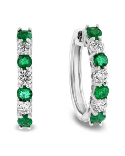 Levaron 14k 1.15 Ct. Tw. Diamond & Emerald Earrings In Metallic