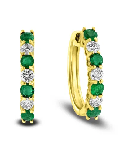 Levaron 14k 1.15 Ct. Tw. Diamond & Emerald Earrings In Gold