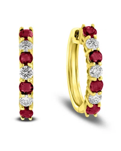 Levaron 14k 1.15 Ct. Tw. Diamond & Ruby Earrings In Gold