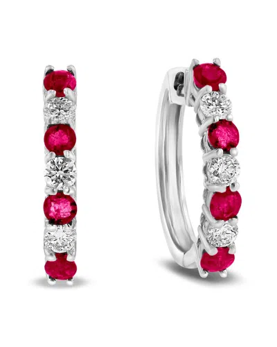Levaron 14k 1.15 Ct. Tw. Diamond & Ruby Earrings In Metallic