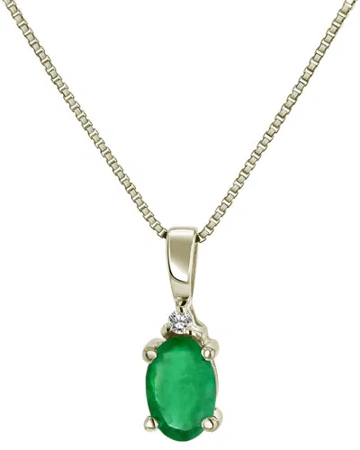 Levaron Fine Jewelry Levaron 14k 0.41 Ct. Tw. Diamond & Emerald Drop Pendant In Neutral