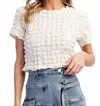 Levee Lila Textured Top In Cream