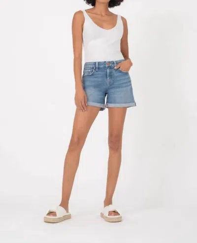 Level 99 Megan 5 Pocket Cuffed Short In Soothing In Multi