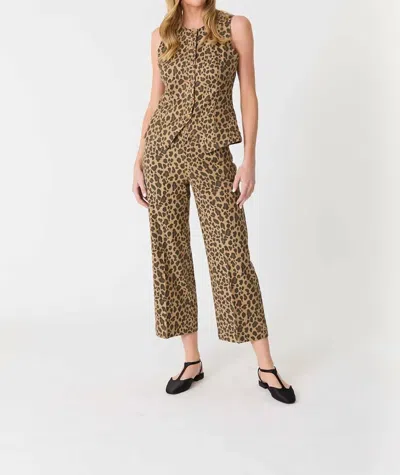 Level99 Annabelle Leopard Print Crop Wide Leg Pant In Beige In Animal Print