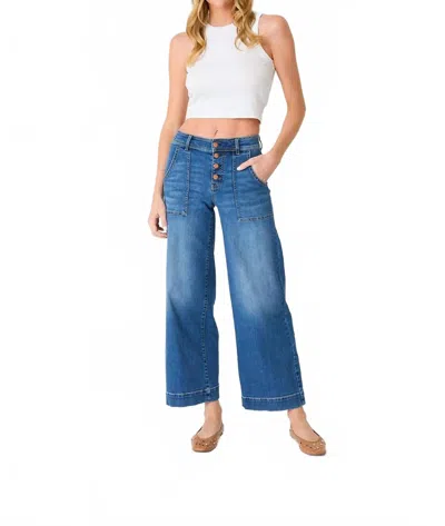 Level99 Camille Exposed Button Fly Jeans In Blue Story