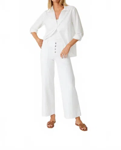 Level99 Camille Exposed Button Wide Leg Pants In Stillwater In White