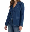 Level99 Coco Denim Long Sleeve Blazer In Blue In Blue