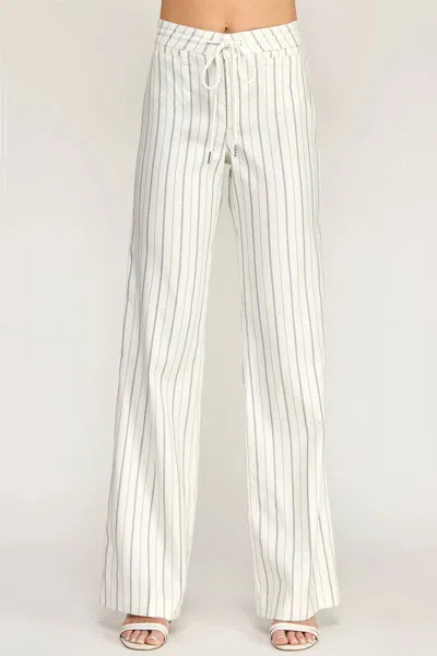 Level99 Elliot Lounge Pant In White/navy Stripe In Multi